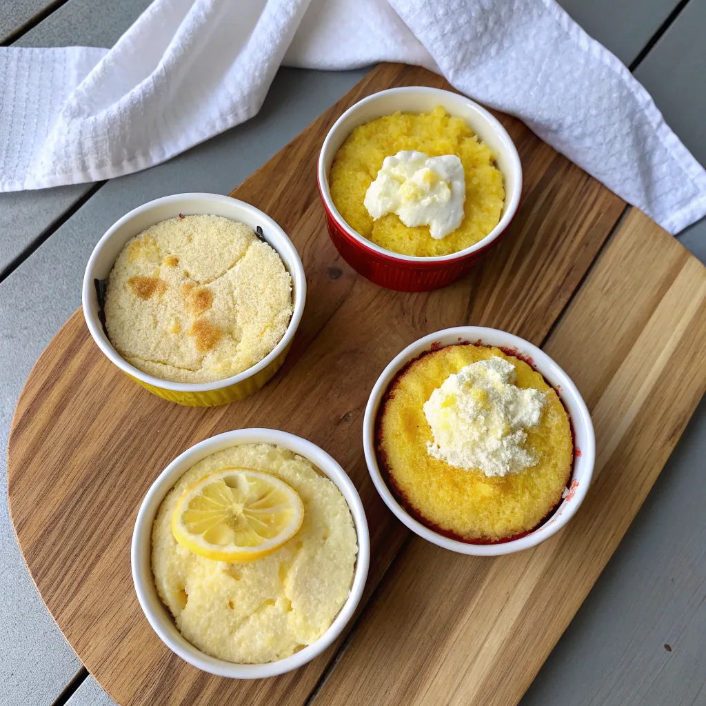 Four versions of lemon cream cheese dump cake