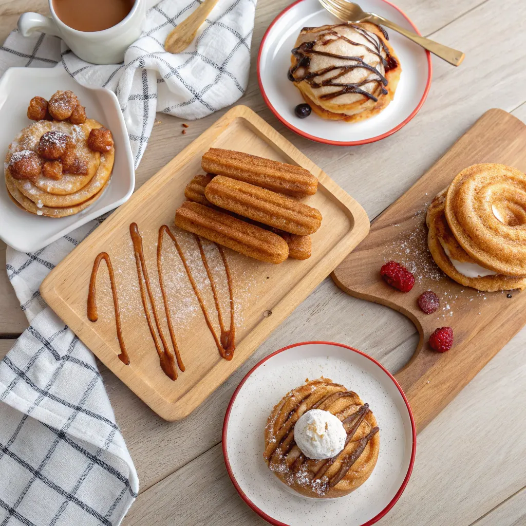 Variations of churro pancakes
