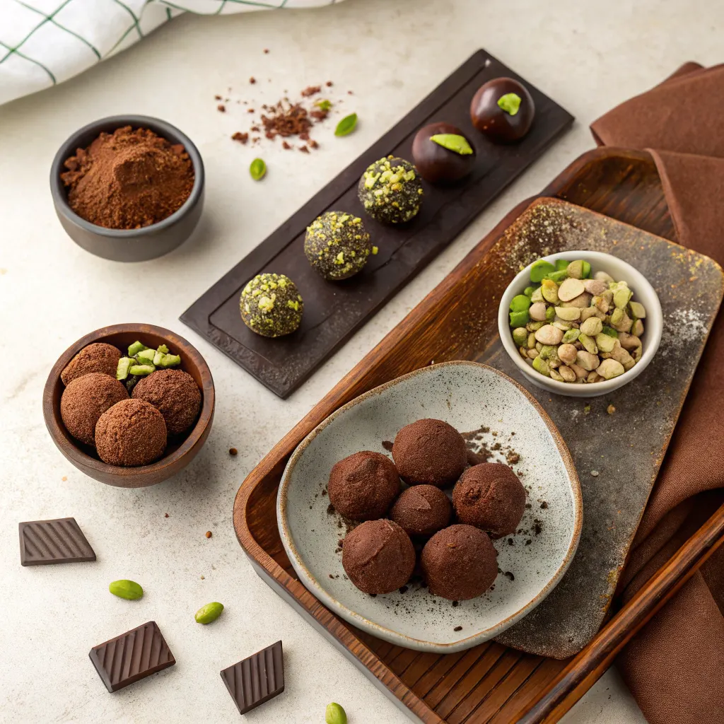 Dubai Chocolate Bites Costco Style: Easy Chocolate Balls Recipe 11 Four variations of Dubai chocolate balls