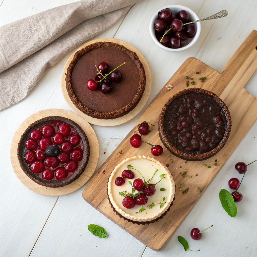 Four variations of Black Forest Cheesecake