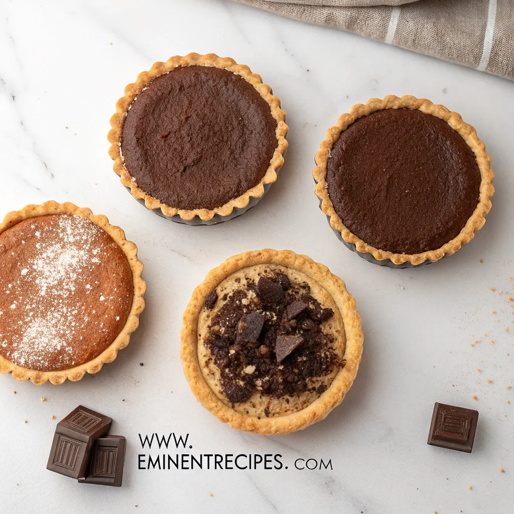 Variations of amazing dark chocolate pumpkin tart