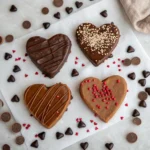 Chocolate Peanut Butter Hearts: Quick and Delicious Dessert 12 Chocolate peanut butter hearts on white plate