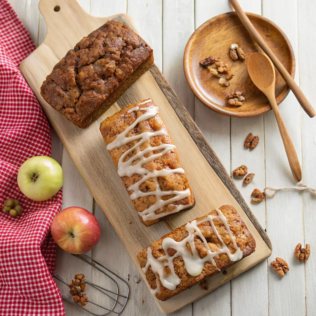 Three variations of Easy Amish Apple Fritter Bread