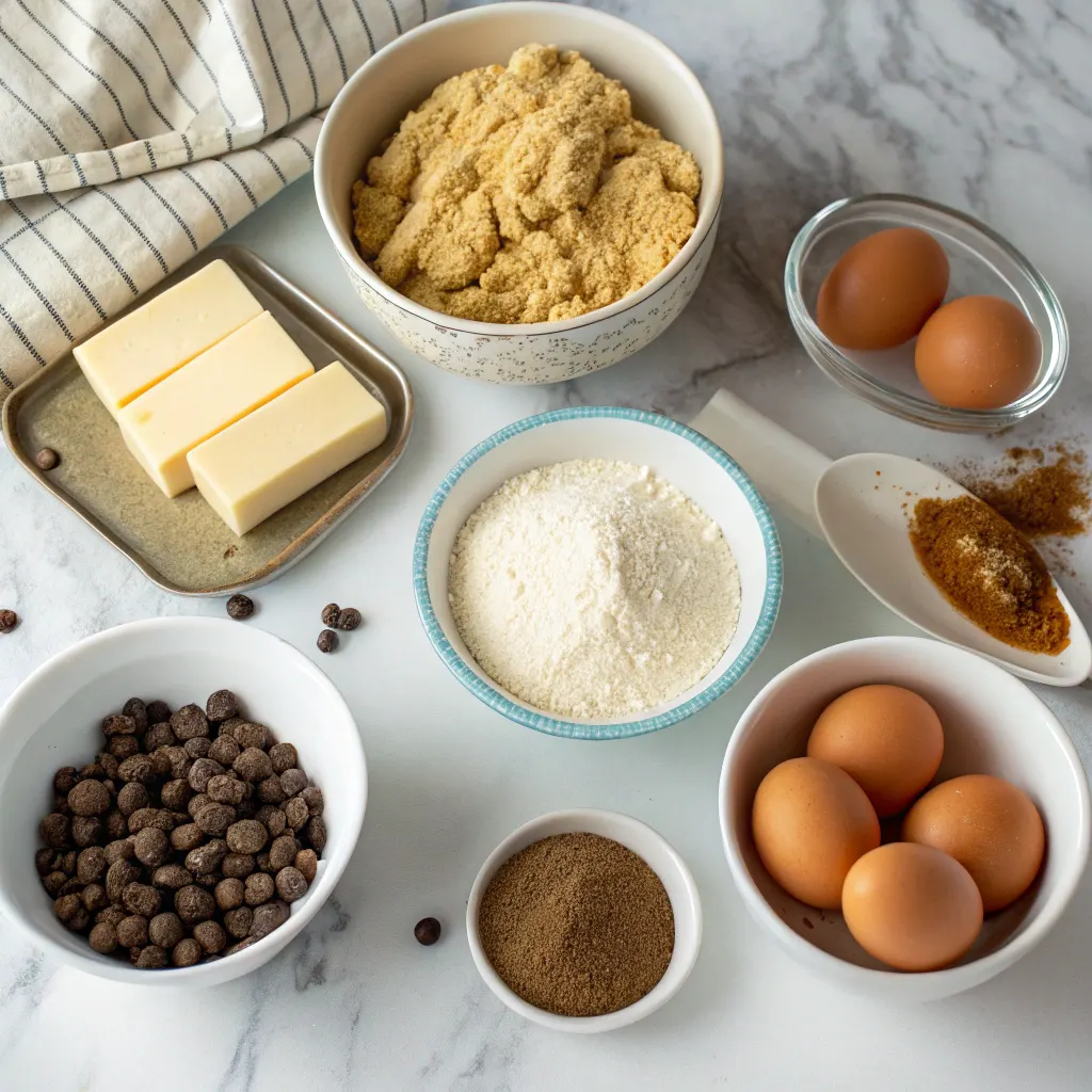 Brown Butter Chocolate Chip Cookies with Toffee and Extra Chocolate 9 Ingredients for brown butter chocolate chip cookies
