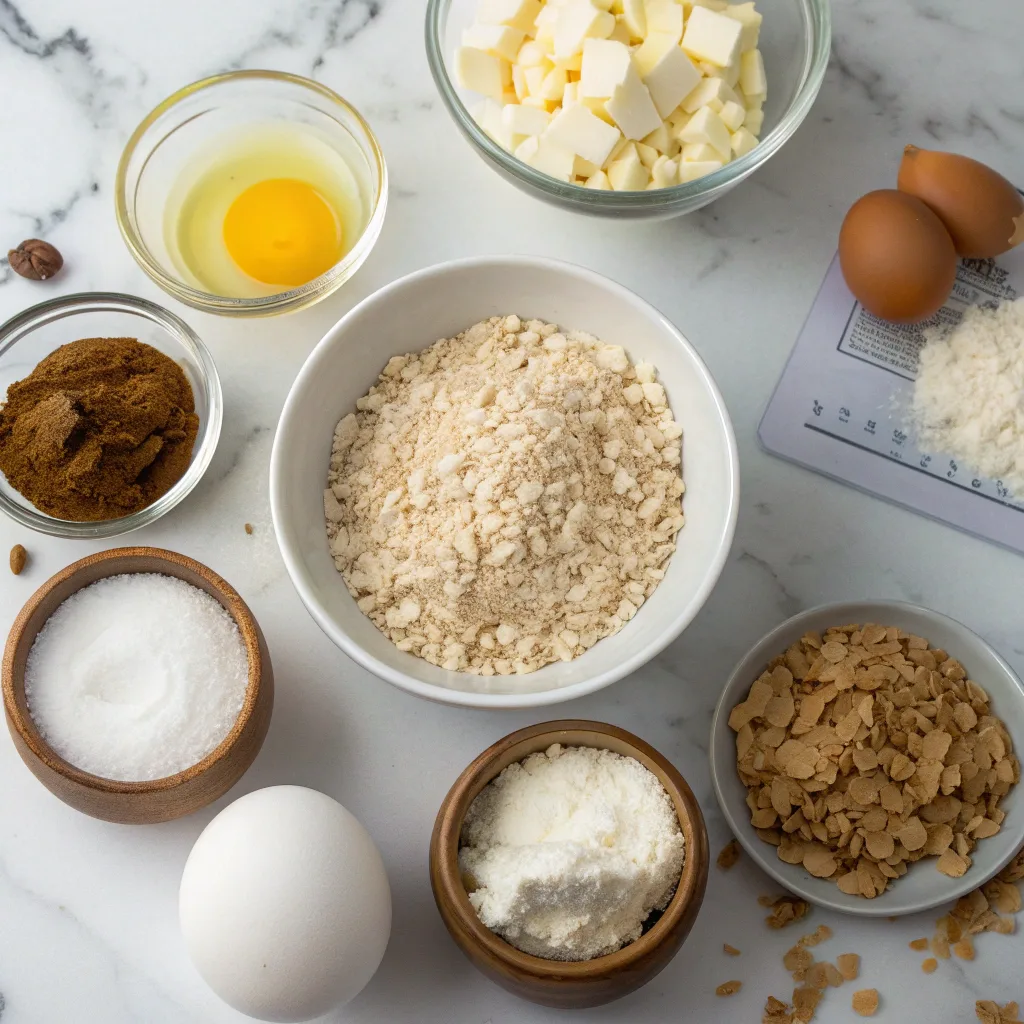 Ingredients for oatmeal coconut cookies