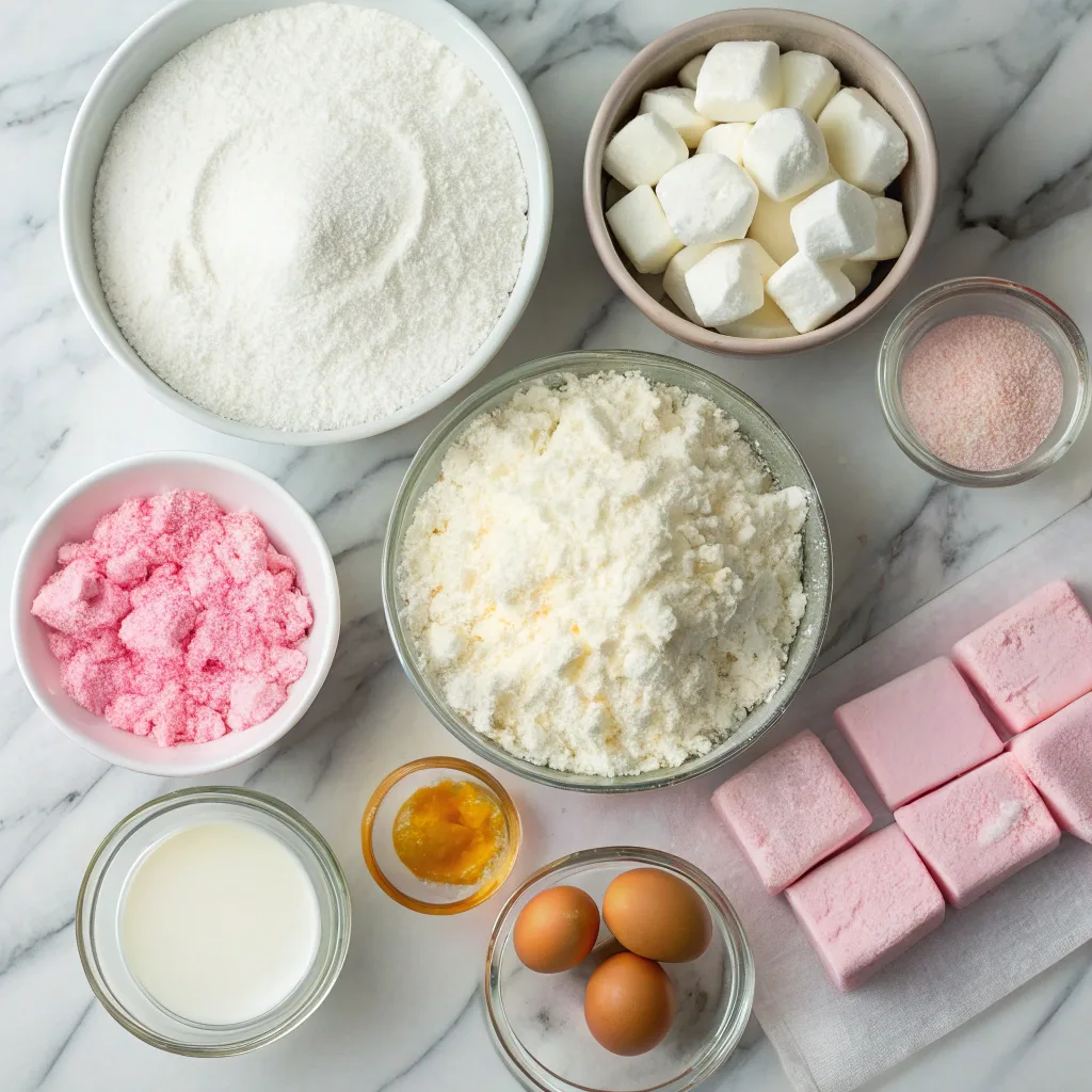 Haunted Pink Coconut Snowball Cake Bars – Spooky Halloween Treats 9 Ingredients for pink coconut snowball cake bars