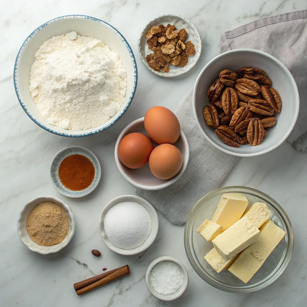 Ingredients for sweet Alabama pecanbread
