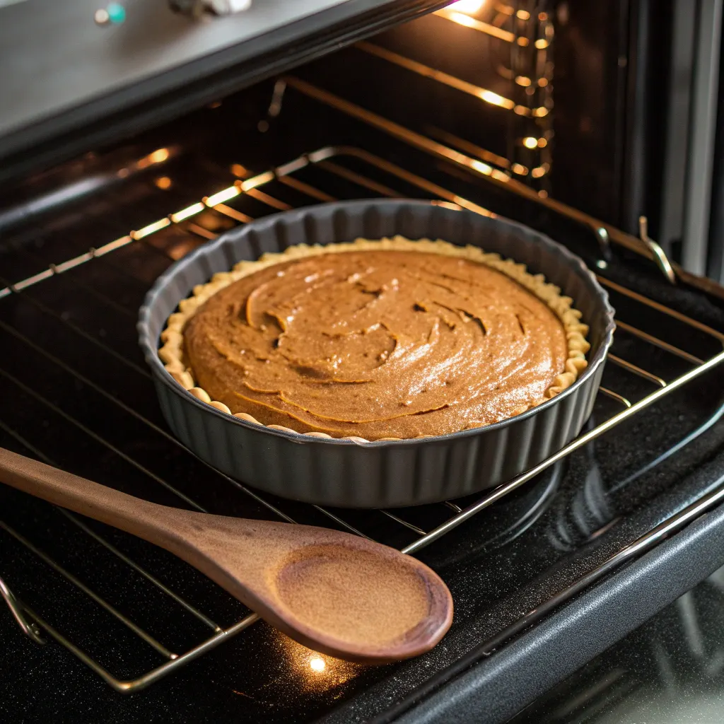 Biscoff Cookie Butter Cake Recipe – Perfect for Any Occasion 10 Baking Biscoff Cookie Butter Cake in pan