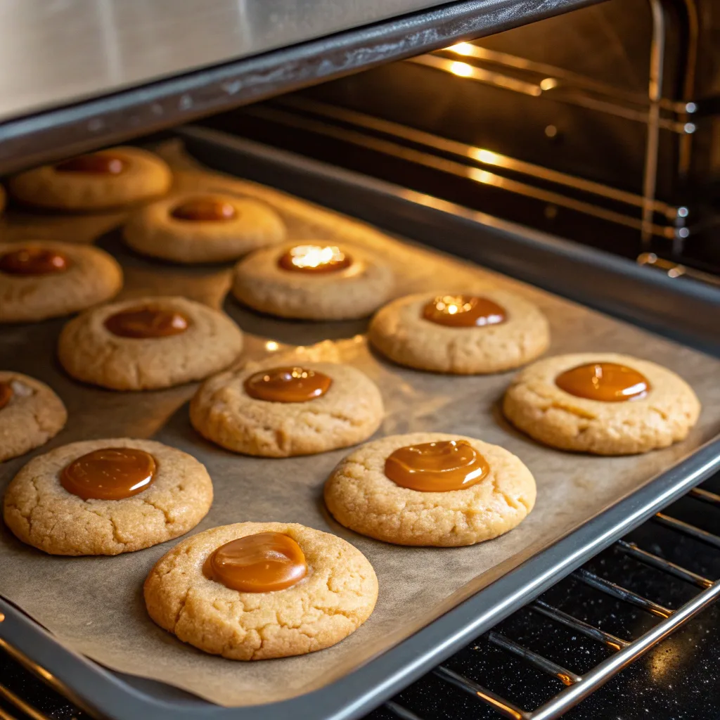Baking caramel macchiato cookies in oven