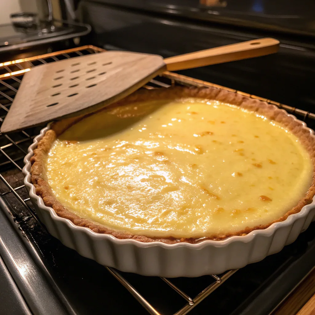 Creamy Lemon Impossible Pie – Old-Fashioned Flavor Made Easy 10 Baking creamy lemon impossible pie in the oven