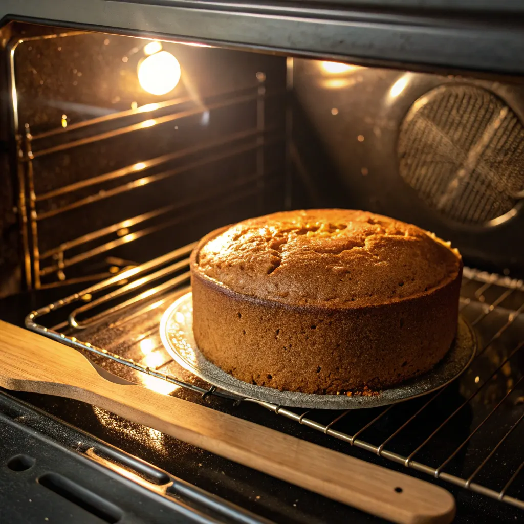Gingerbread Cake Recipe – Moist, Easy, and Full of Spices 10 Baking gingerbread cake in oven