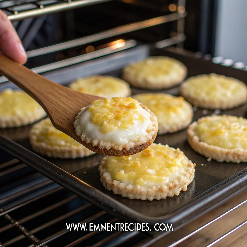 Baking lemon coconut cheesecake cookies in the oven