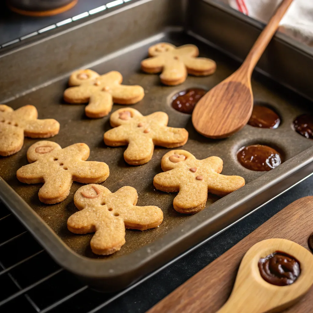 Irresistible Nutella Gingerbread Men Recipe for Holiday Baking Fun 10 Baking Nutella gingerbread men in oven