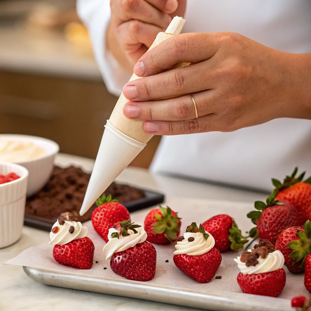 Easy Stuffed Strawberries with Cheesecake Filling 10 Filling cheesecake stuffed strawberries