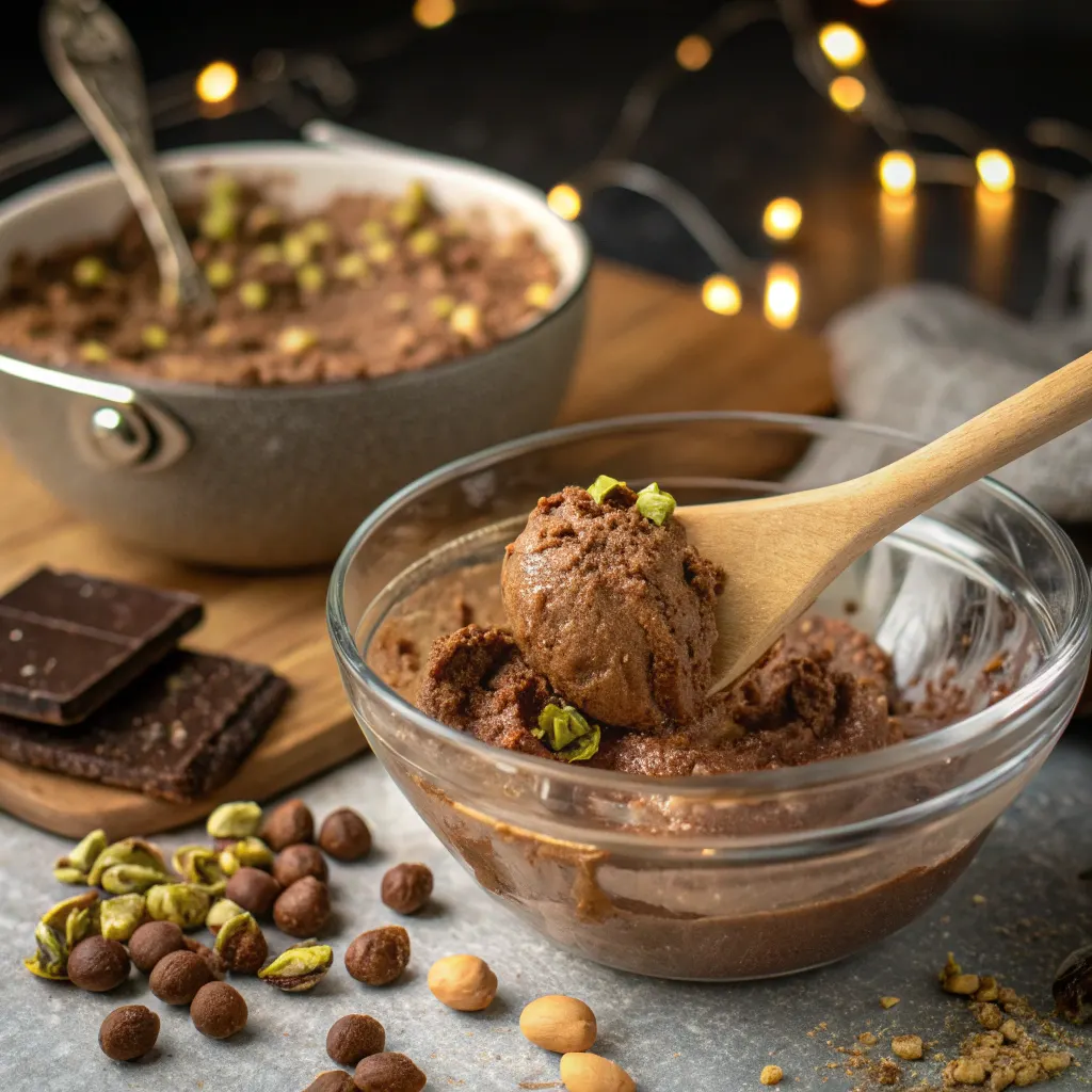 Dubai Chocolate Bites Costco Style: Easy Chocolate Balls Recipe 10 Mixing Dubai chocolate balls in a bowl