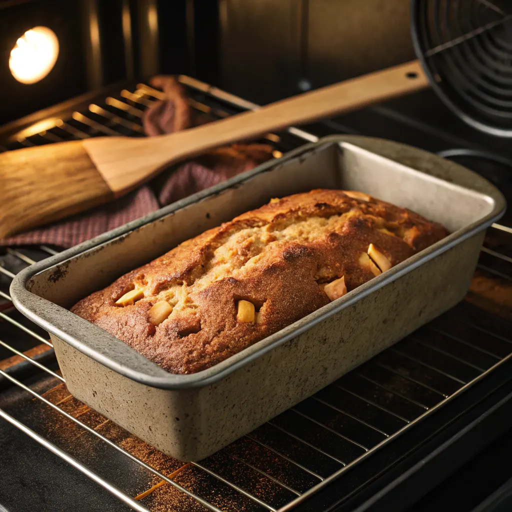 Pumpkin Apple Bread Potion – Bewitching Halloween Loaf 10 Baking pumpkin apple bread in oven