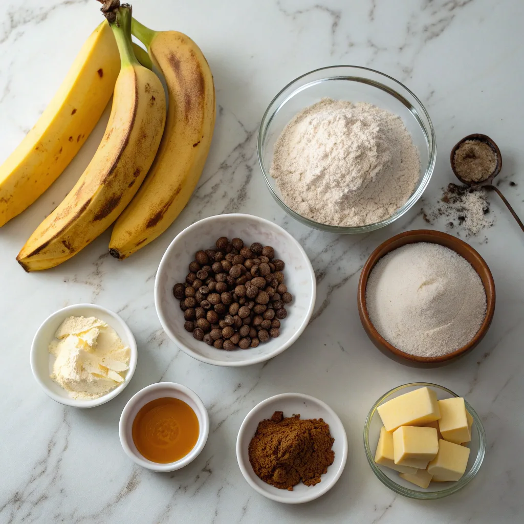 Ingredients for banana bread cookies on countertop