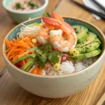 Shrimp rice bowls with spicy mayo