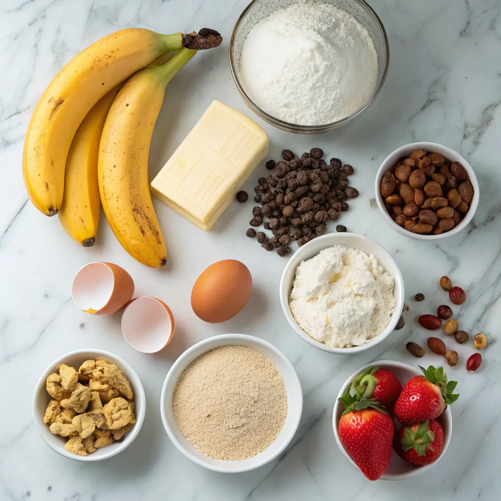 Ingredients for banana split bread