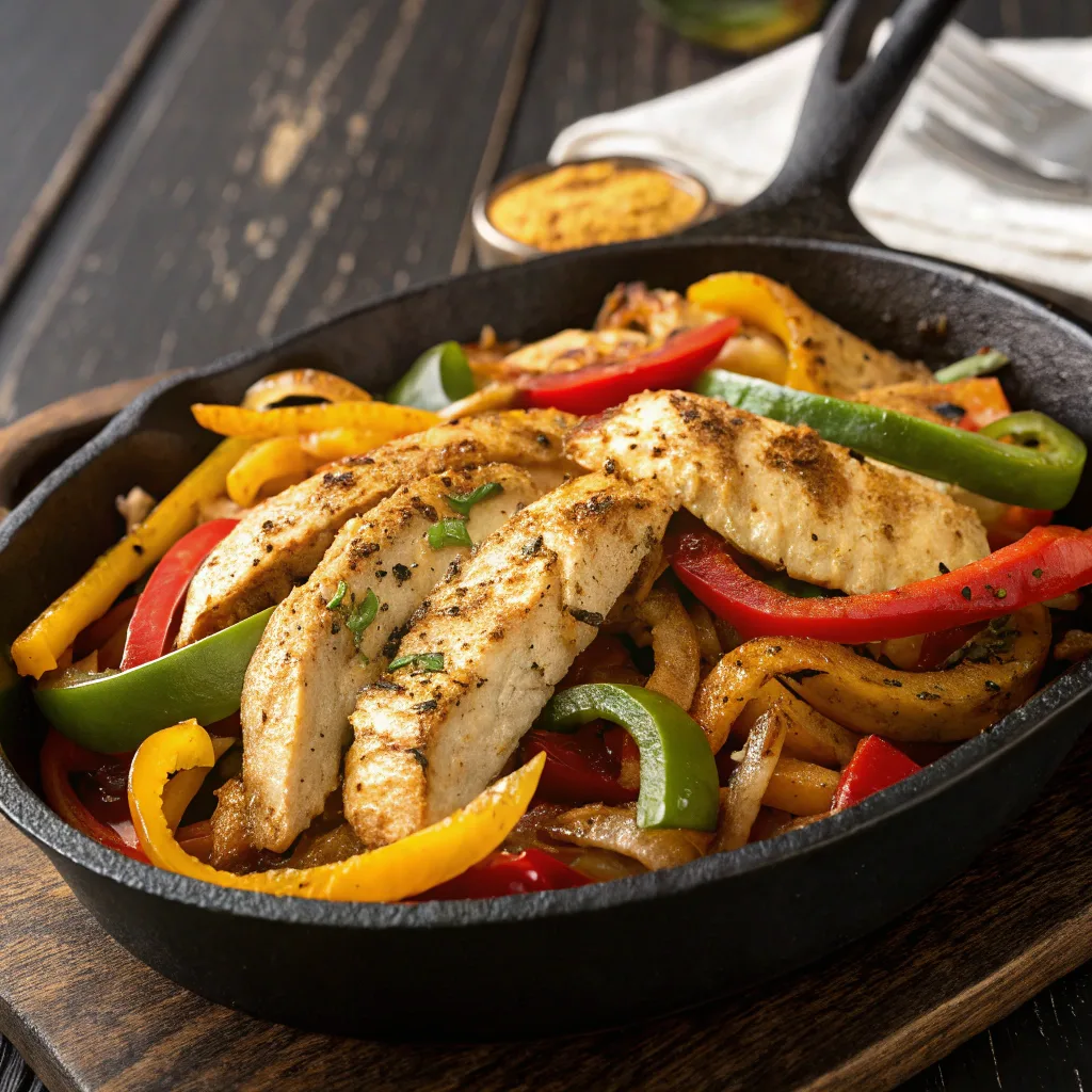 Close-up of crockpot chicken fajitas