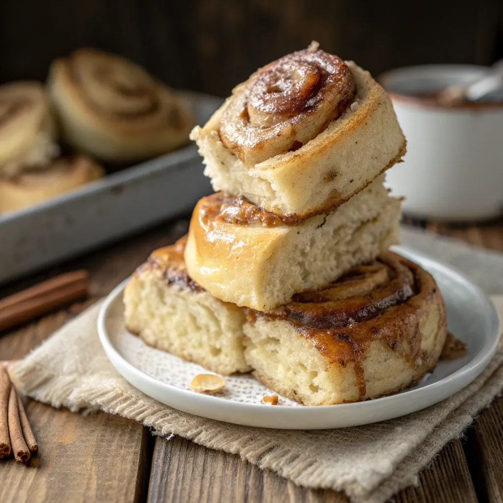 Moist banana bread cinnamon roll drizzled with glaze