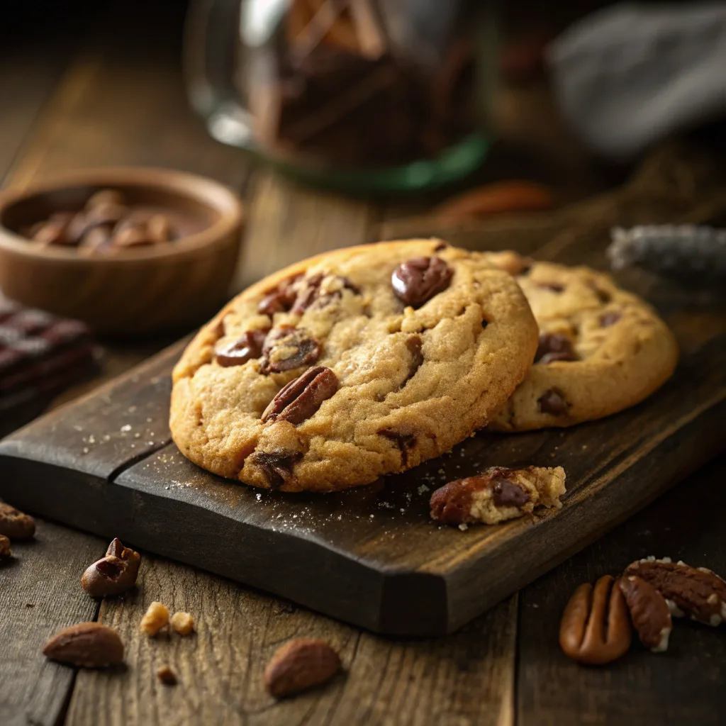 Close-up of a Browned Butter Pecan Chocolate Chip Cookie