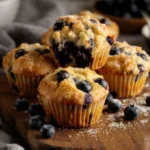 Healthy blueberry cottage cheese muffin served on plate