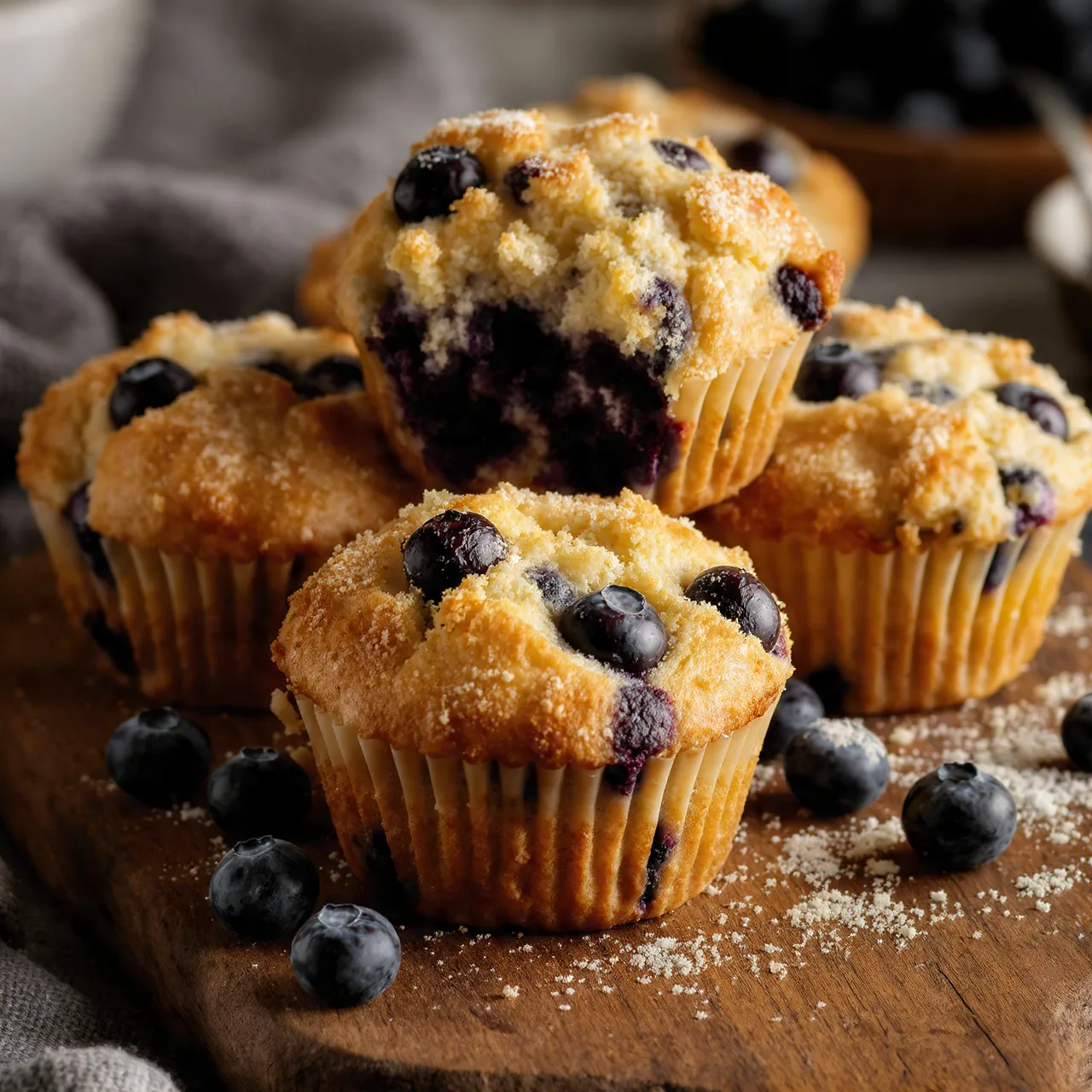 Healthy blueberry cottage cheese muffin served on plate