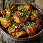 Crockpot soy honey garlic chicken served with sticky sauce