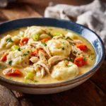 Lightened Chicken And Dumplings – Cozy, Healthy Southern Comfort Food 12 Bowl of lightened chicken and dumplings