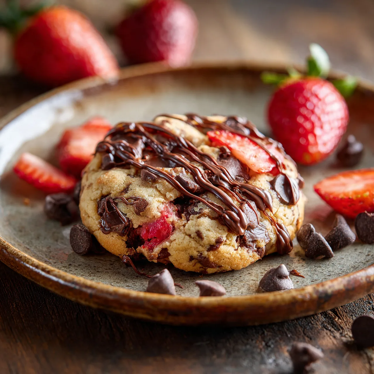 Chocolate Covered Strawberry Cookies Everyone Will Love 8 Close-up of chocolate covered strawberry cookie