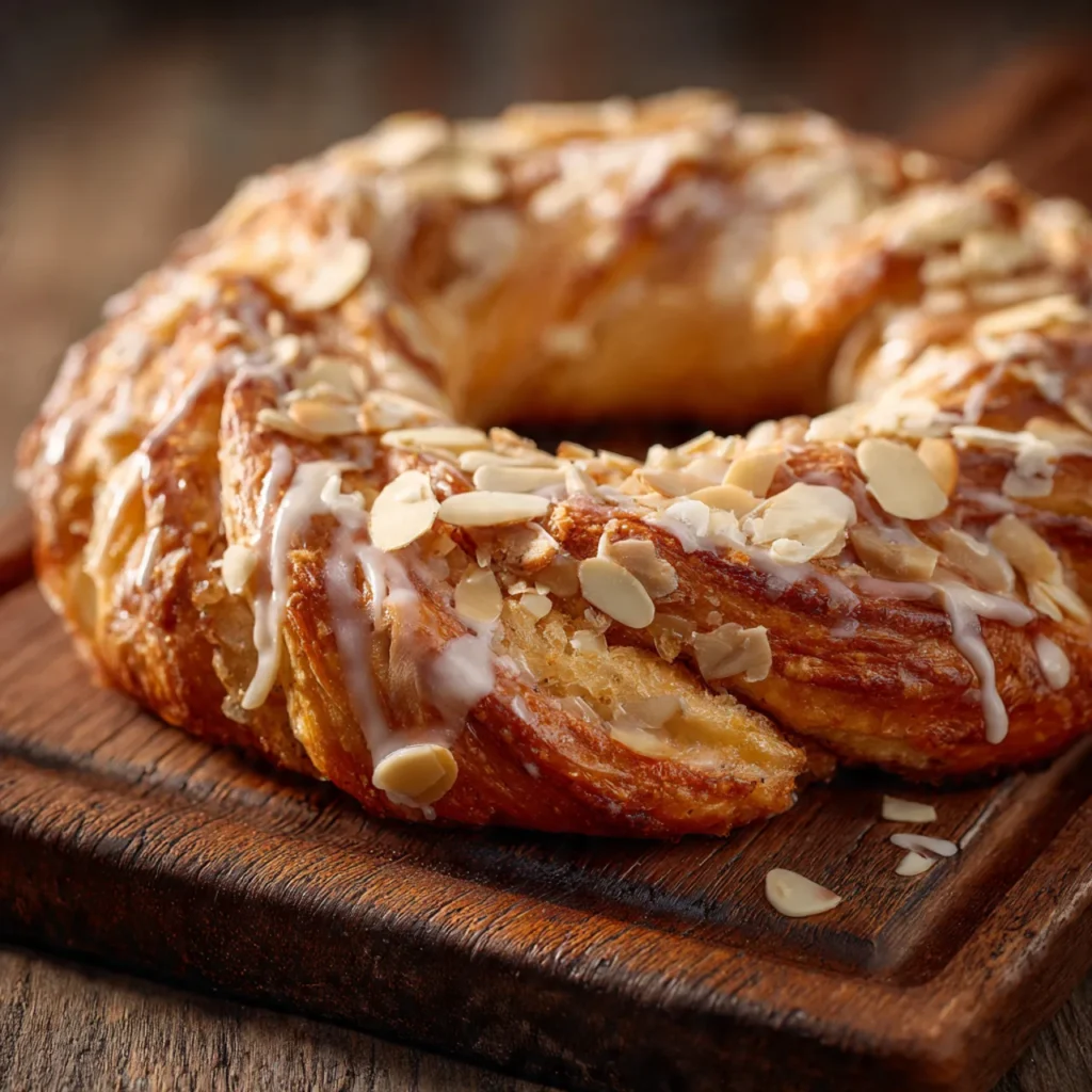 Ultimate homemade almond kringle sliced open