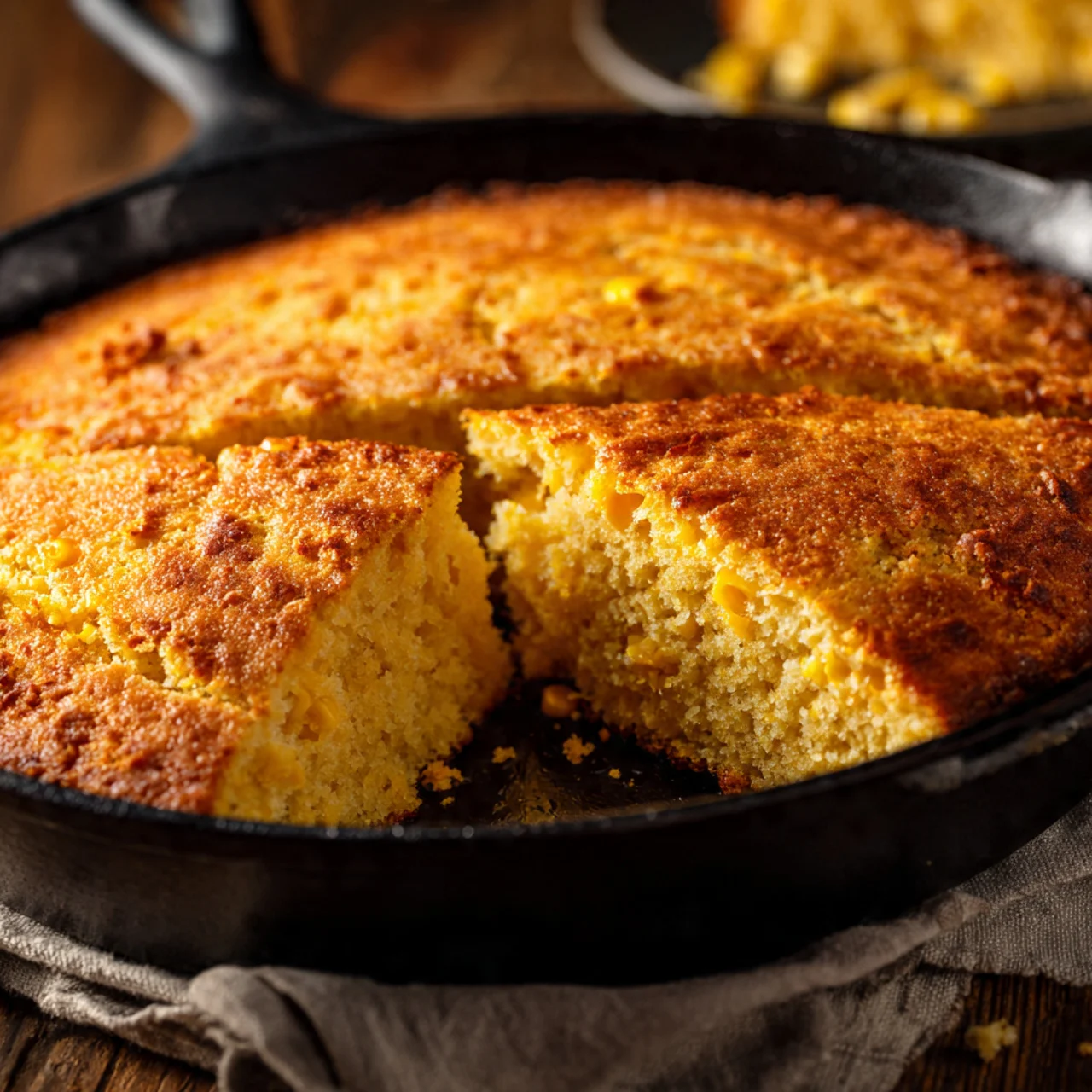 Slice of southern cornbread with butter
