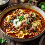 Homemade Lasagna Soup For A Crowd served hot