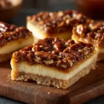 Pecan Pie Cheesecake Bars with shortbread crust