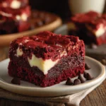 Irresistible Red Velvet Cake Mix Brownies on a plate