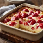 Strawberry Cheesecake Dump Cake served hot
