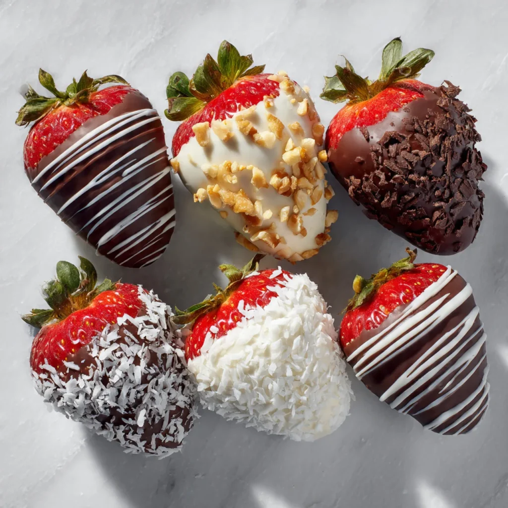 Four chocolate covered strawberry variations