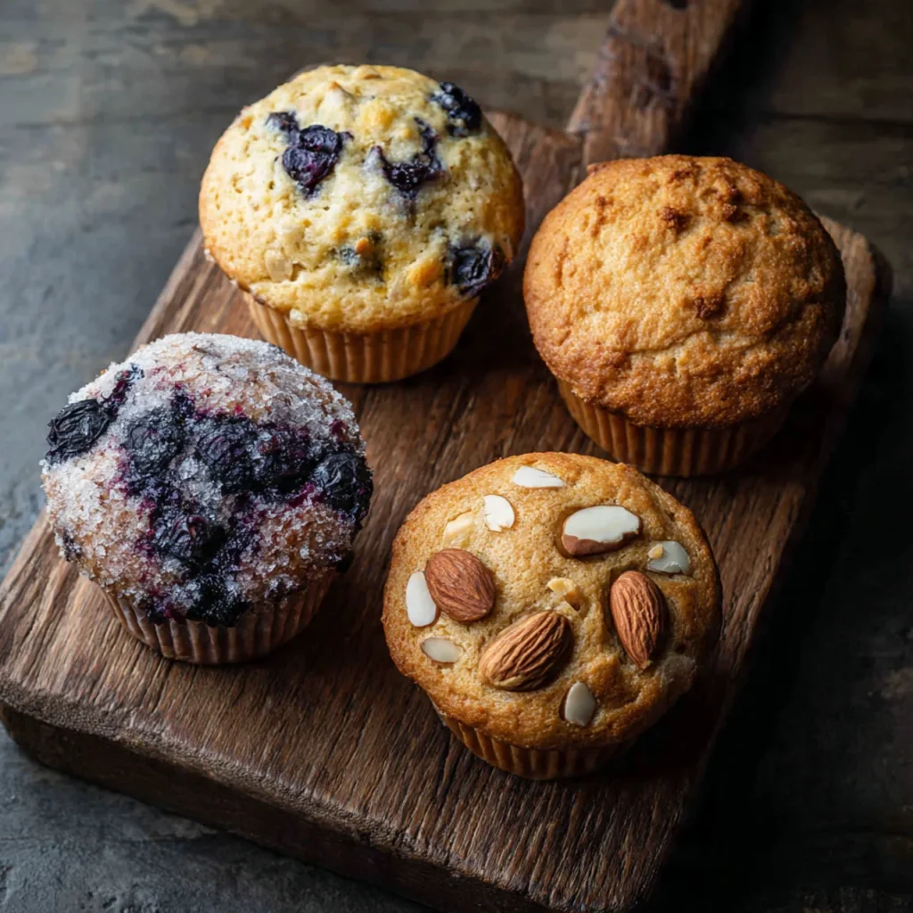 Variations of healthy blueberry cottage cheese muffins