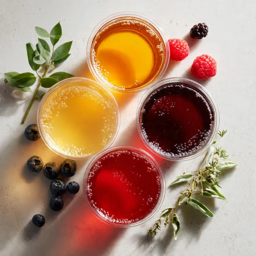 Four flavored variations of bariatric gelatin