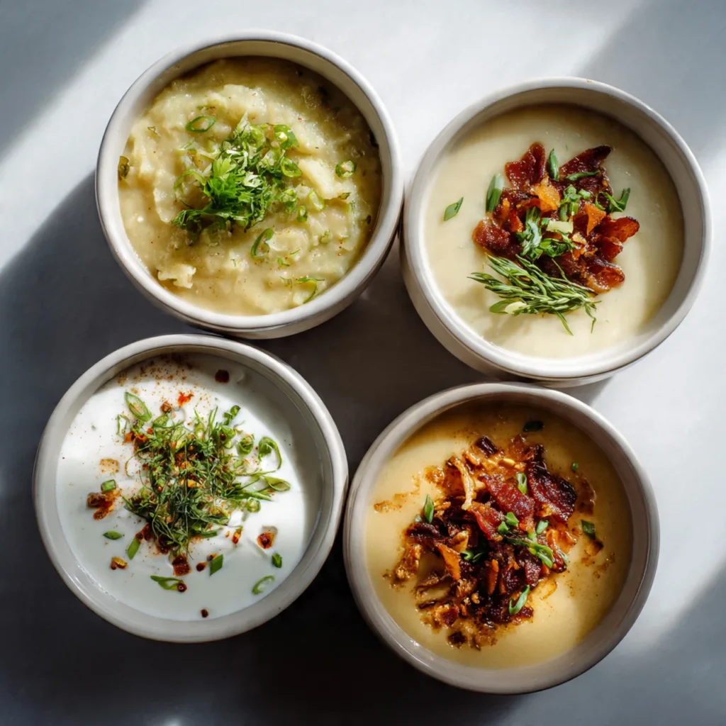 Variations of dairy-free potato leek soup
