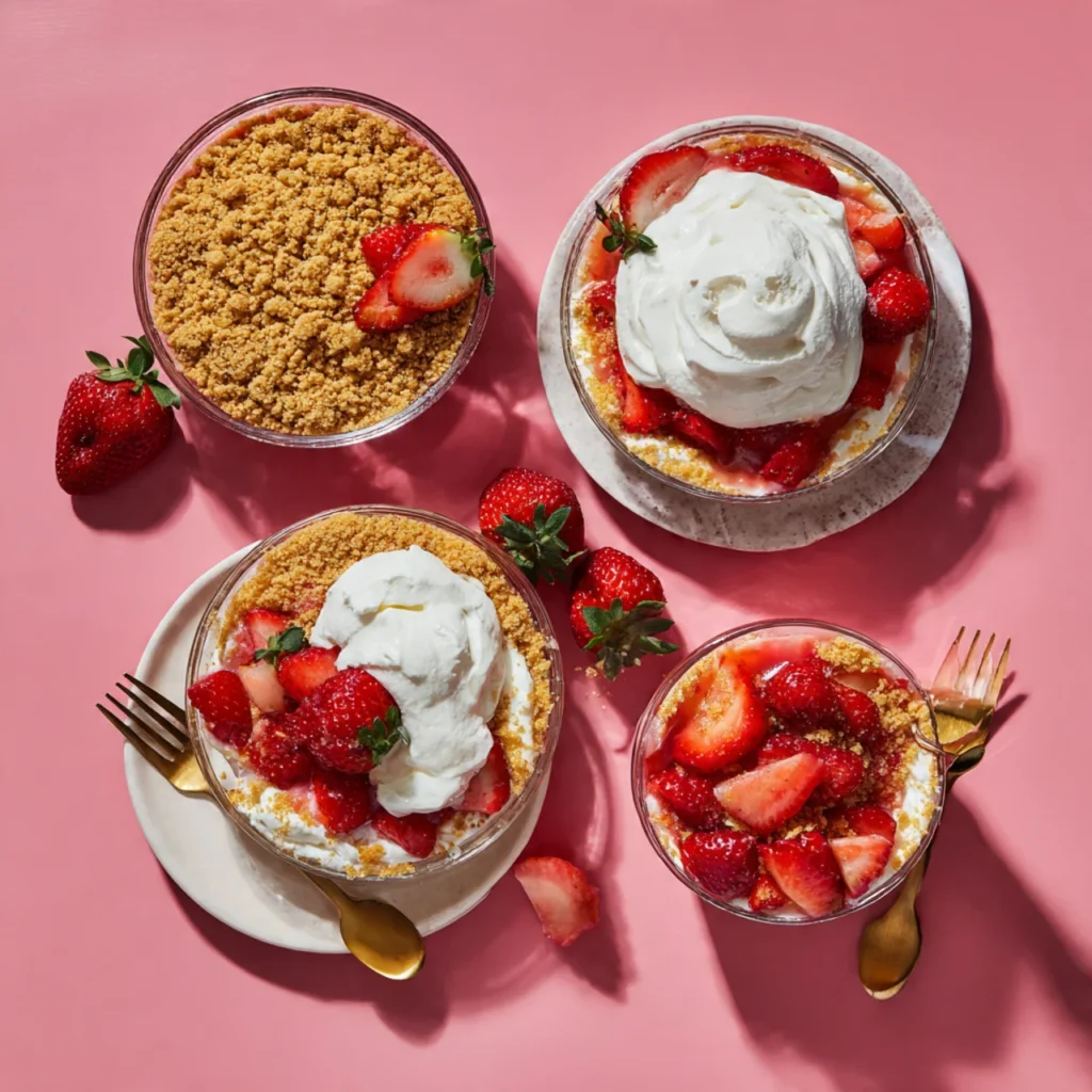 Four small Strawberry Cheesecake Dump Cake variations