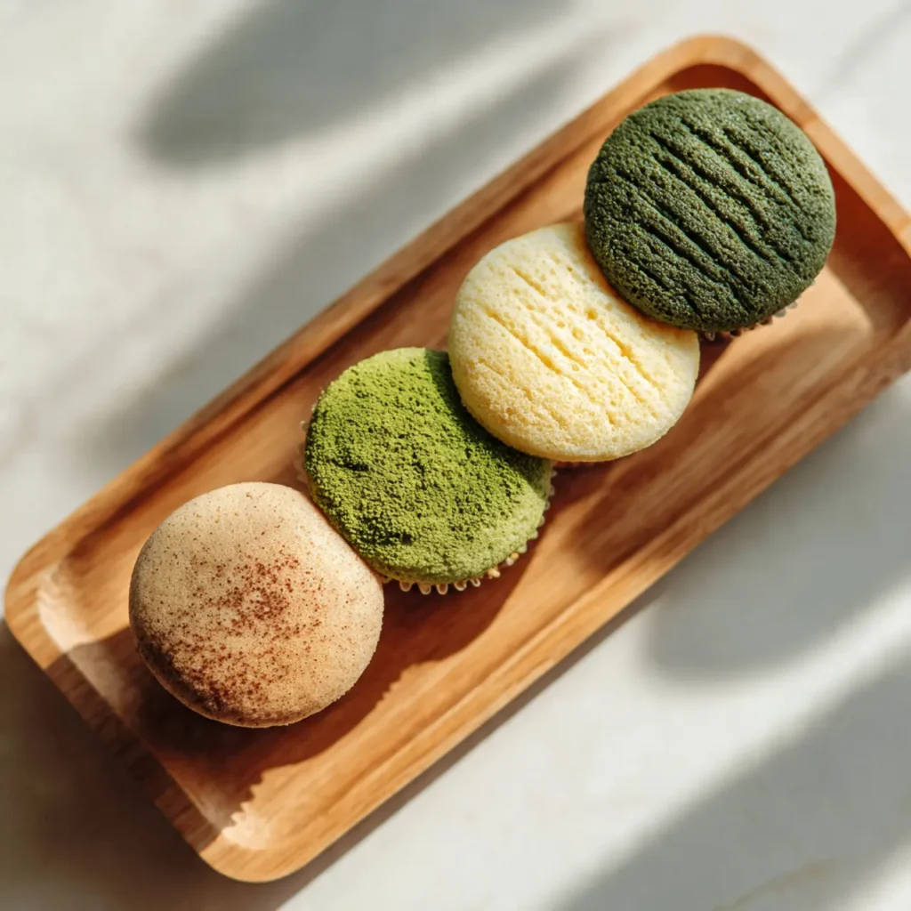 Variations of fluffy Japanese cotton cheesecake cupcakes