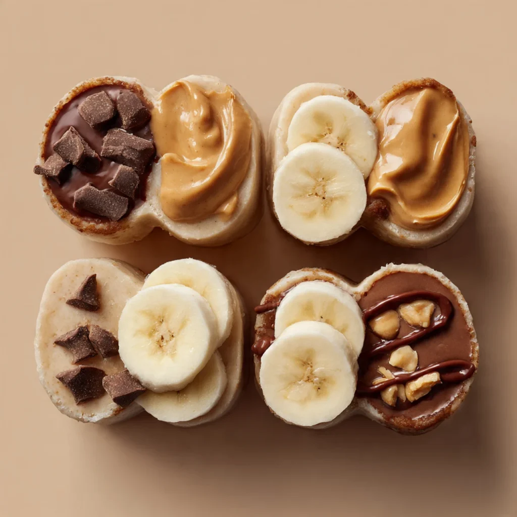 Variations of frozen peanut butter banana bites