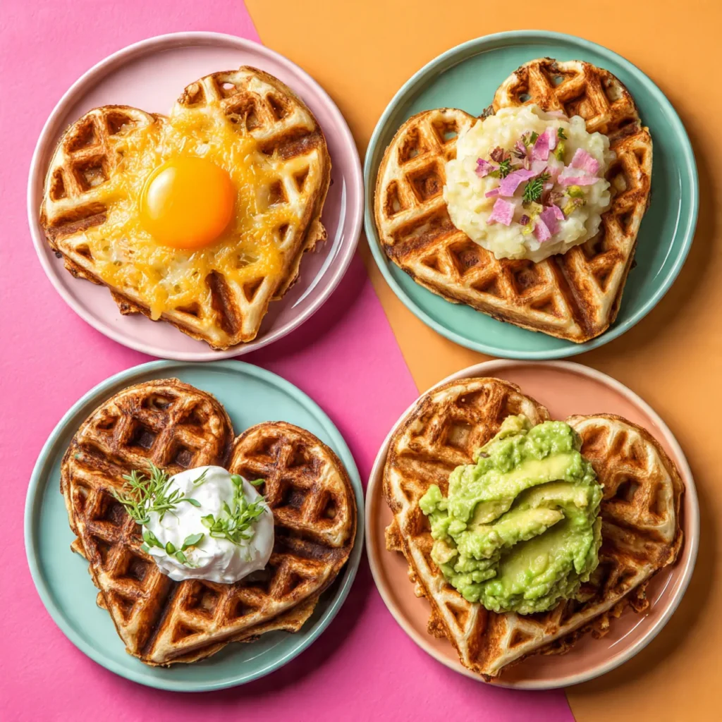 Variations of heart-shaped potato waffles
