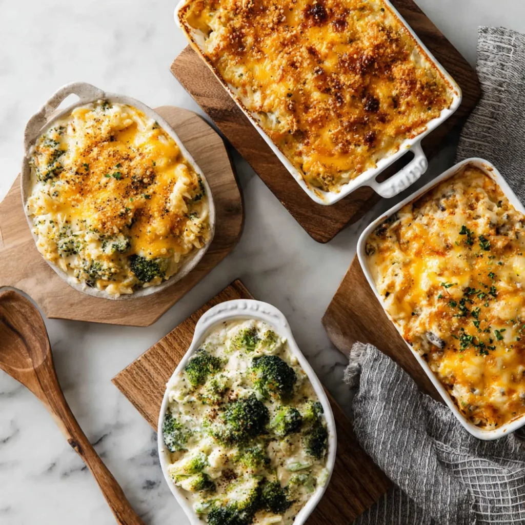 Variations of Cheesy Broccoli Chicken and Rice Casserole