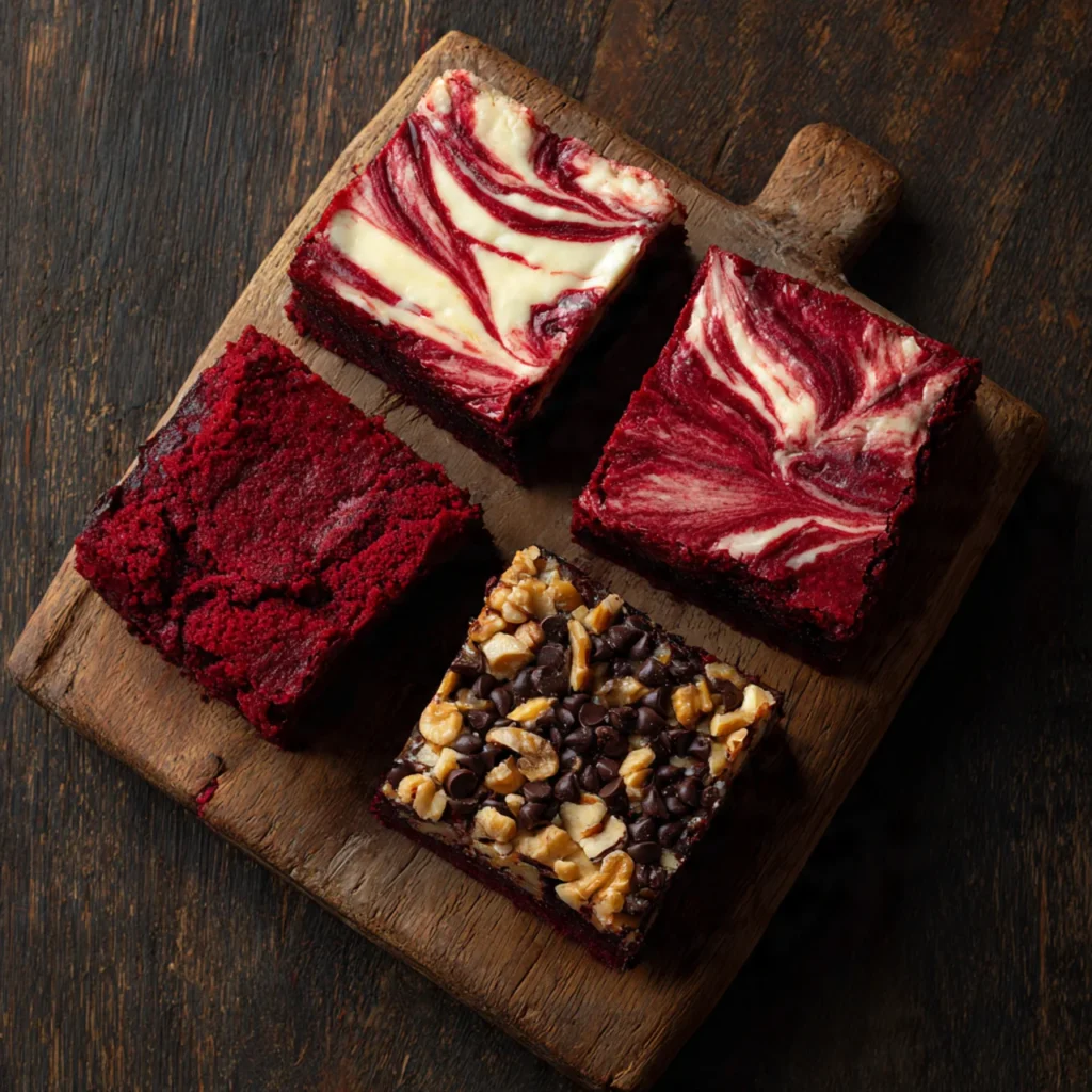 Variations of Irresistible Red Velvet Cake Mix Brownies