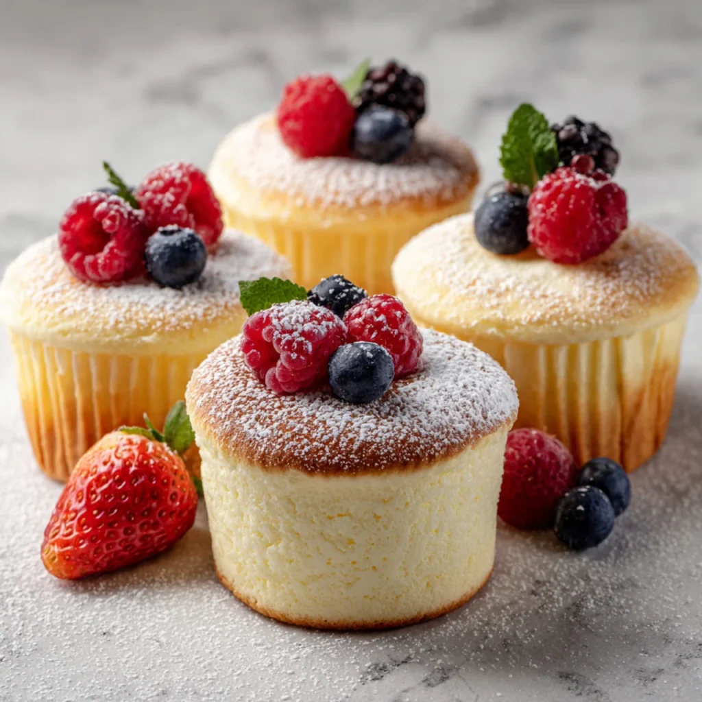 Fluffy Japanese Cotton Cheesecake Cupcakes baking