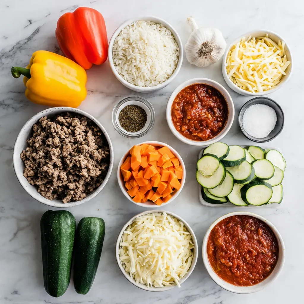 Ingredients for air fryer stuffed bell peppers
