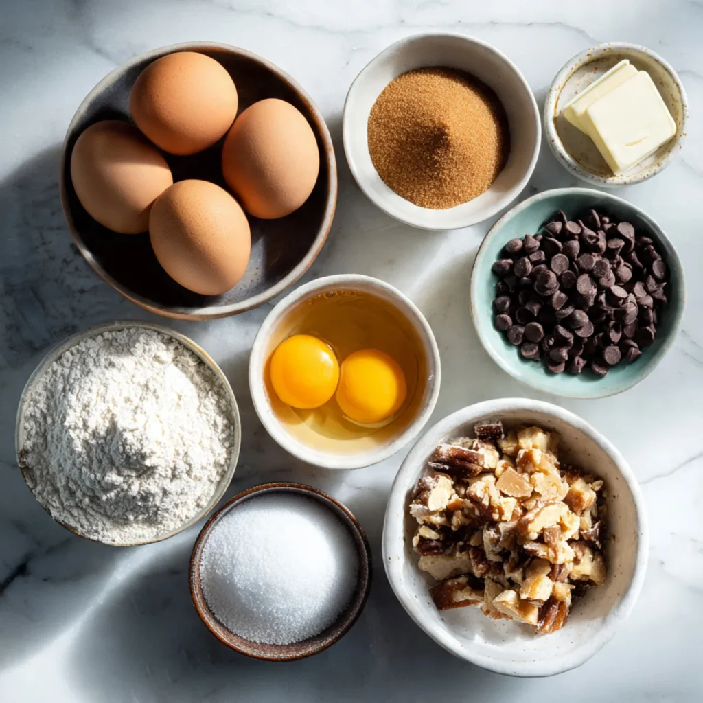 Ingredients for brown butter chocolate chip cookies